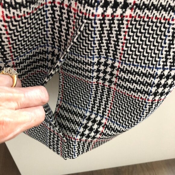 Sigrid Olsen New Fusion Plaid 2 Button Notch Collar Coat Blk White Red Sz 12 NWT - Picture 9 of 15